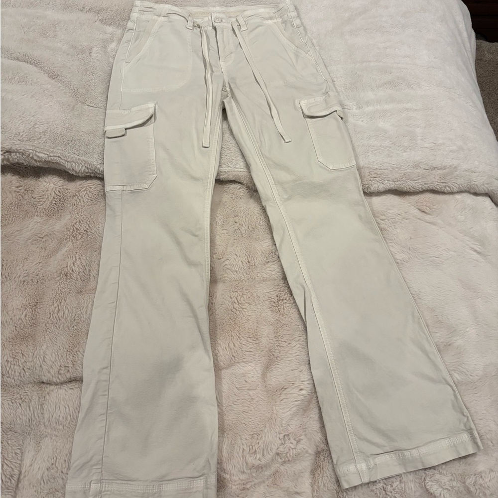American Eagle Outfitters Cream Boot Cut Cargo Pants